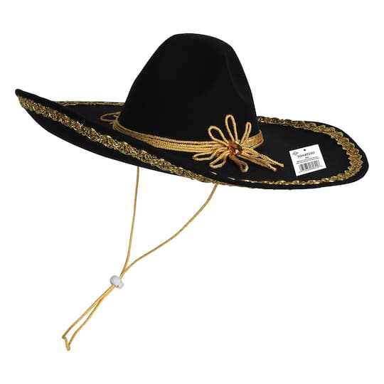 Beistle Black & Gold Felt Sombrero